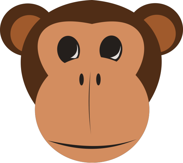 Smiling Brown Monkey Head, Brown Border PNG Clip art