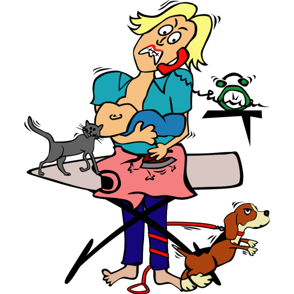 Busy Mom With Child And Pets PNG Clip art