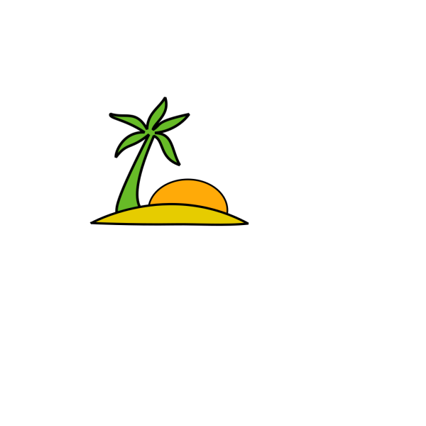 Island, Palm, And The Sun PNG Clip art