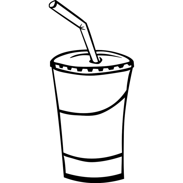 Soft Drink In A Cup (b And W) PNG Clip art