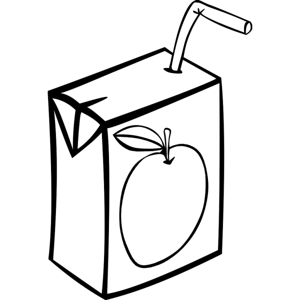 Apple Juice Box (b And W) PNG Clip art