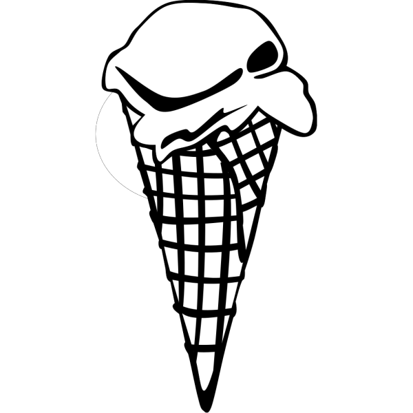 Ice Cream Cone (1 Scoop) (b And W) PNG Clip art
