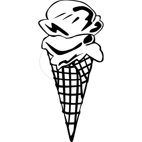 Ice Cream Cone (2 Scoop) (b And W) PNG Clip art