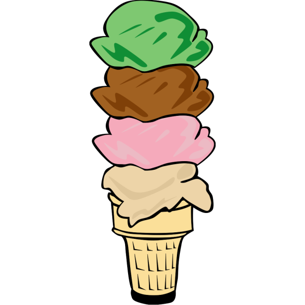 Ice Cream Cone (4 Scoop) PNG Clip art