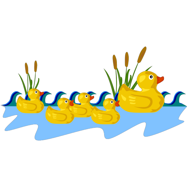 Rubber Duck Family Swimming PNG images