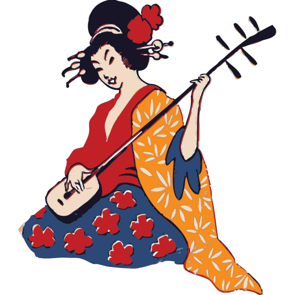 Geisha Playing Shamisen PNG Clip art