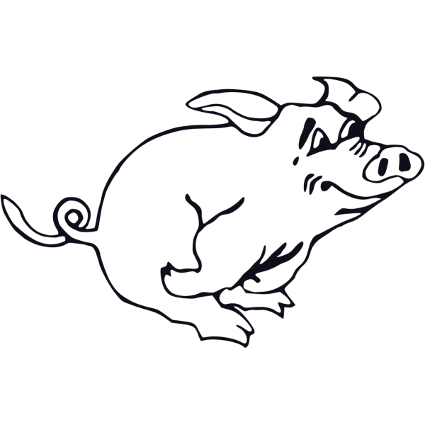 Outline Running Pig PNG Clip art