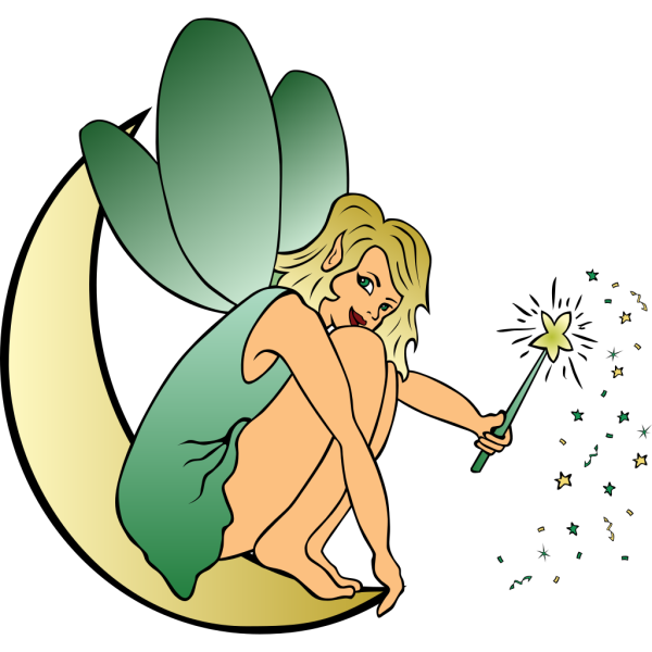 Fairy Sitting On Moon PNG Clip art