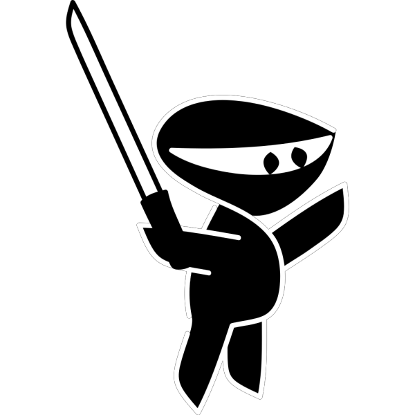 Black White Sword Boy Cartoon Ninja PNG Clip art