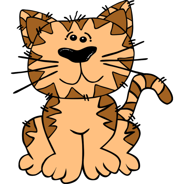 Cartoon Cat Sitting Outline PNG Clip art