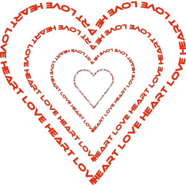A Heart Done By Words Outline PNG Clip art