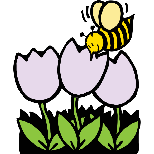 Bee And Flowers PNG Clip art