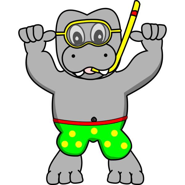 Snorkeling Hippo PNG Clip art