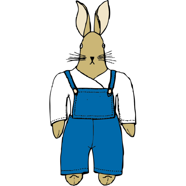 Bunny In Overalls Front View PNG Clip art