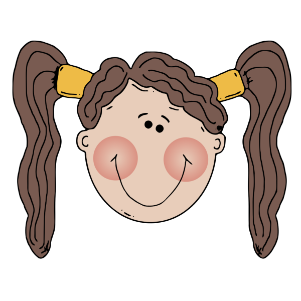 Blushing Girl In Pigtails PNG Clip art