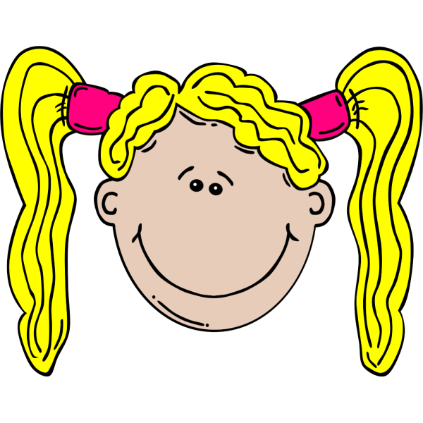 Blonde Girl Face Cartoon With Pigtails PNG Clip art