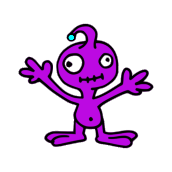 Purple Cartoon Alien Invader PNG Clip art