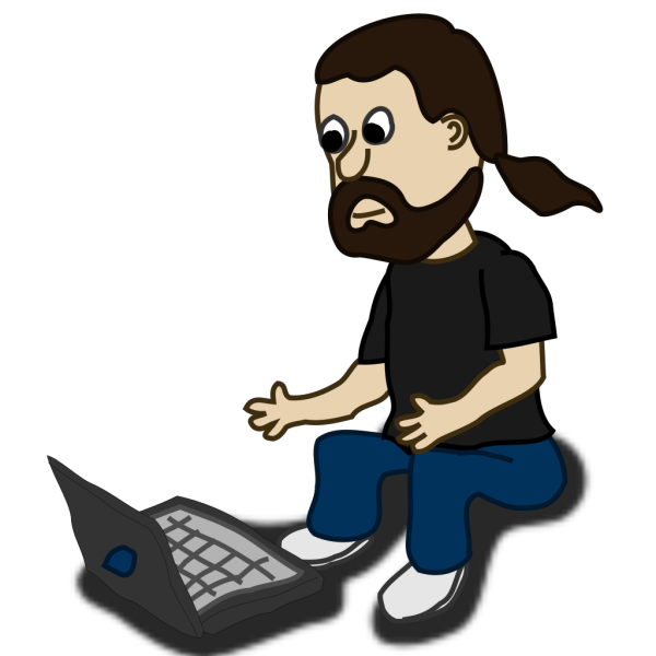 Comic Character On Laptop PNG Clip art
