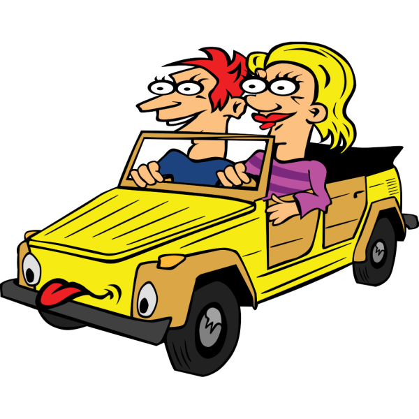 Girl And Boy Driving Car Cartoon PNG Clip art