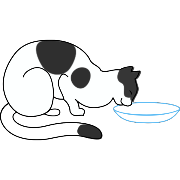 White Cat Drinking PNG Clip art