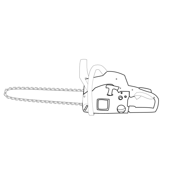Chainsaw White Outlined PNG Clip art
