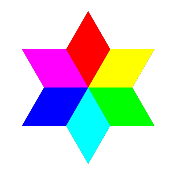 6 Color Diamond Hexagram PNG Clip art