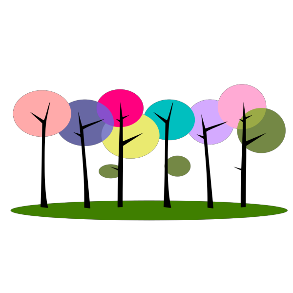 Colorful Trees PNG Clip art