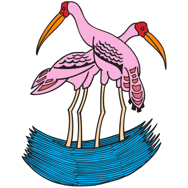 Two Flamingos In Water PNG Clip art