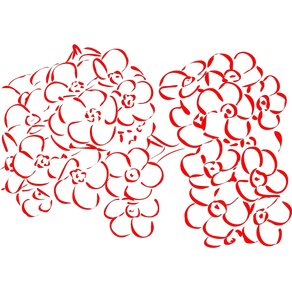 Red Outline Flowers PNG Clip art