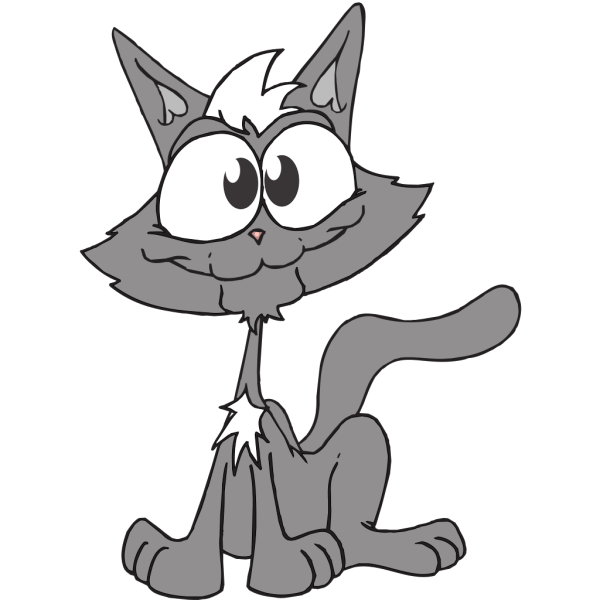 Gray Cartoon Cat PNG Clip art