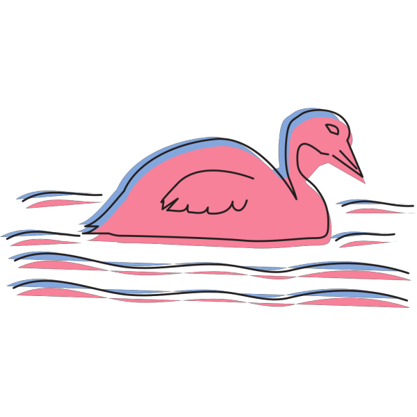 Blue And Pink Swimming Duck Art PNG Clip art