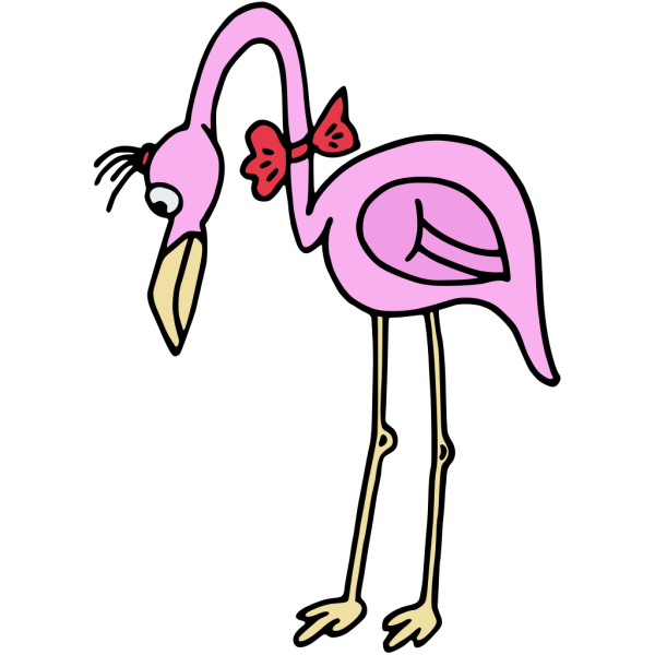 Flamingo With Bow In Color PNG Clip art
